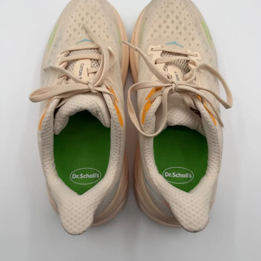 Hoka One One Clifton 9 Wide Running Shoes Womens 9D Eggnog Passion Fruit 1132211